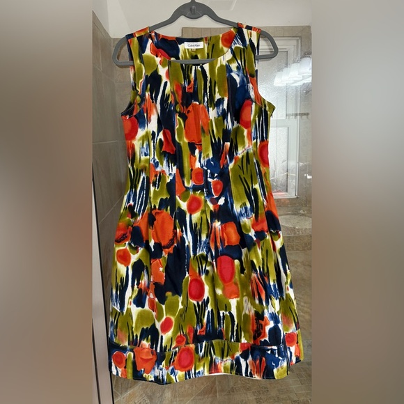 Calvin Klein Women's Linen Blend Fit N Flare Sleeveless Dress size 10 - Picture 2 of 10